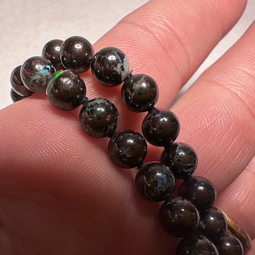 Authenticated 18” Black Opal Hand Beaded Necklace - Picture 5 of 13